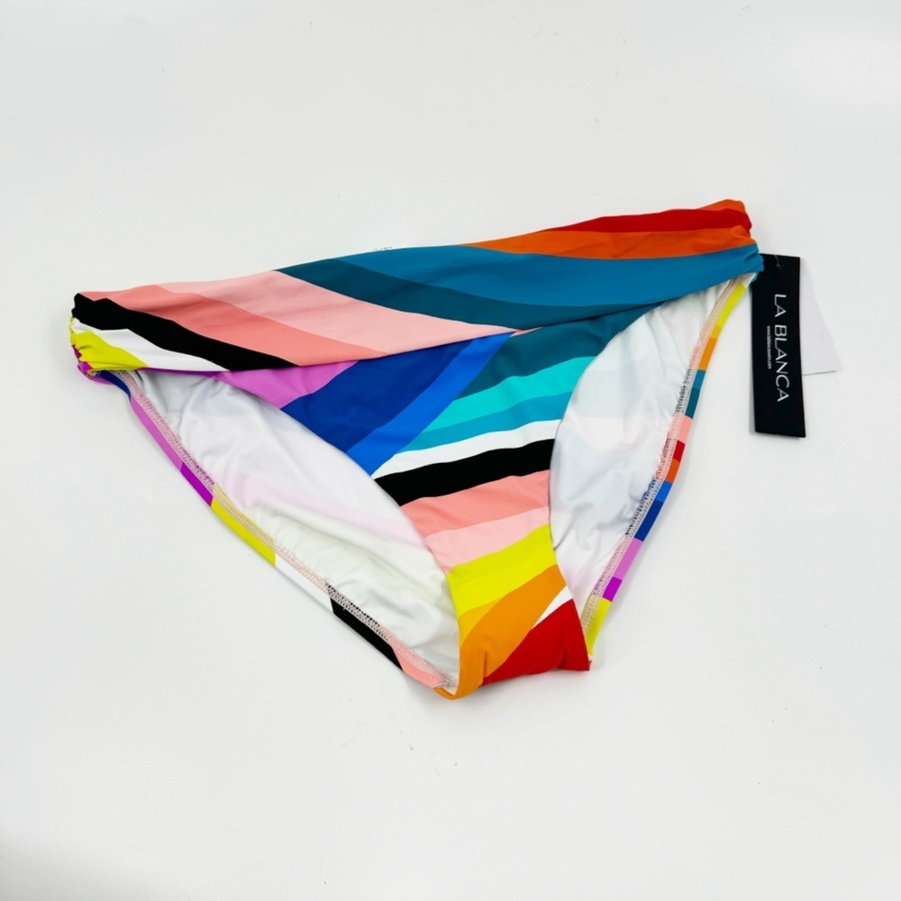 ✅ NWT LA BLANCA‎ MULTI COLORED FOLD OVER BIKINI BOTTOMS SIZE 12